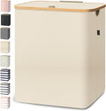 BALEINE Laundry Hamper with Lid, Tall Laundry Baskets with Bamboo Pull Handles
