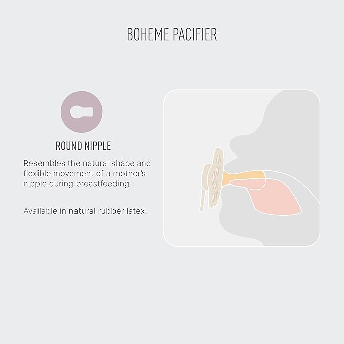 BIBS Pacifiers - Boheme Collection | BPA-Free Baby Pacifier | Made in Denmark | Set of 2 Dark Oak/Blush Color Premium Soothers | Size 6-18 Months