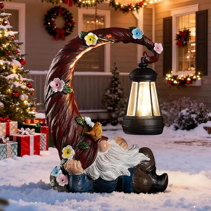Christmas Gnomes Outdoor Statues with Solar Light Funny Gnome Decor Gifts for Women Mom Gnomes Decorations for Home Patio Lawn Yard Garden Decor