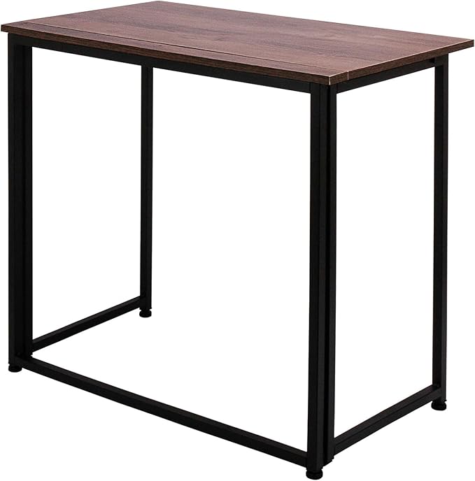 Leopard Outdoor Products Folding Computer Desk for Small Spaces, Space-Saving Home Office Foldable Computer Laptop Writing Desk, Compact Study Reading Table (Dark Brown)