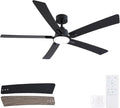 60 Inch Ceiling Fans with Lights and Remote, Black Ceiling Fan, Downrod Style with 5 Blades, Modern Design For Indoor Bedroom Living Room/Outdoor, 6 Speed Reversible DC Motor, 3CCT Dimmable LED