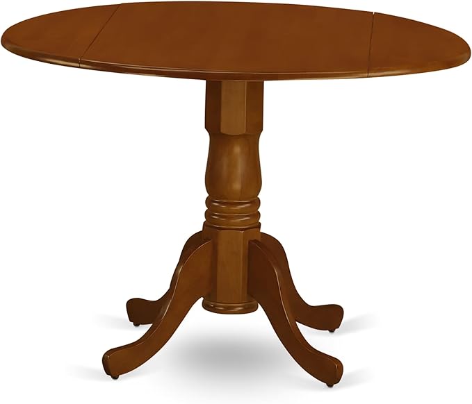 East West Furniture DLAN5-BCH-C 5 Piece Dining Table Set for 4 Includes a Round Kitchen Table with Dropleaf and 4 Linen Fabric Kitchen Dining Chairs, 42x42 Inch, Black & Cherry