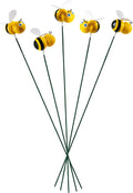 Handmade Bee Garden Stakes Set of 5 - Decorative Bumblebee Outdoor & Indoor Plant Decor - Nature Lover Gift Idea by Air Aquarium Kushner