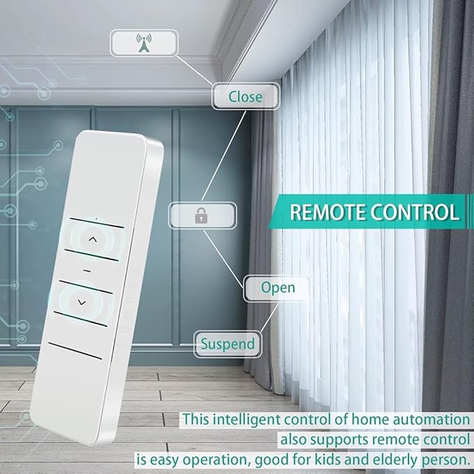 ZigBee 3.0 Smart Curtain Motor with Ripple Fold Track, Mini Silent Electric Drapery System, 1.2N.m App Voice Control Compatible with Alexa & Google Home (2 meters (78.7 inches))