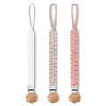 Pacifier Clip for Girl 9.2 Inch Pacifier Leashes woodern Clips Teething Toy with Handmade Braided Cotton Modern Unisex Baby Shower Birthdays Christmas Set (3 Pack Grils)