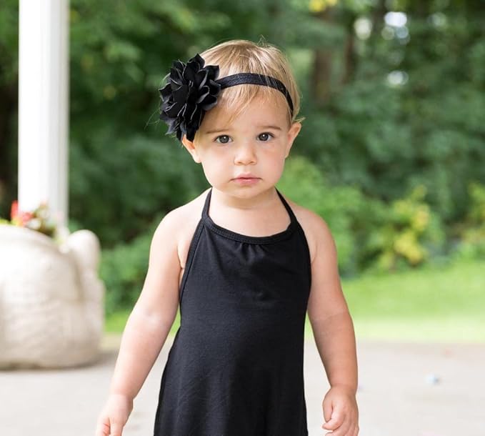 Red Black Girl Baby Flower Headbands Rhinestone Flower Princess.(FD83-Red +Black)