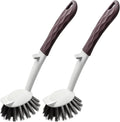 Dish Brush, 2 Pack with Comfortable Handle, with Built-in Scraper, Scrub Brush