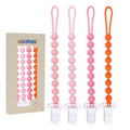4 Pcs Pink Baby Silicone Teething Pacifier Clip,One-piece Design,Round Shape,Textured Surface,BPA Free.