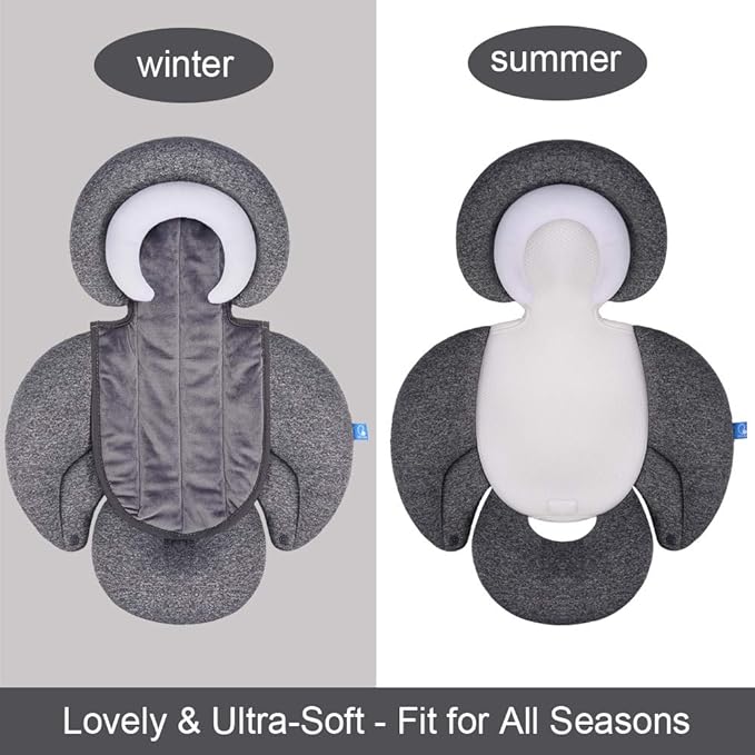 COOLBEBE New 2-in-1 Babybody Cushion for Baby Newborn Infants - Extra Soft Stroller Cushion Pads Car Seat Insert, Perfect for Carseats, Strollers, Swings, Grey