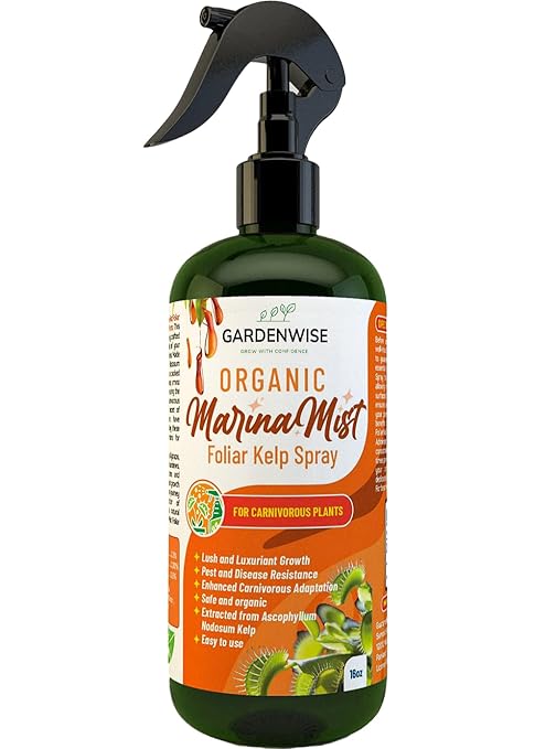 100% Organic Marina Mist Carnivorous Plant Food | Liquid Kelp Foliar Spray for Plants - Kelp Fertilizer for Venus Flytraps, Sundew, Butterworts, Pitcher Plants 16 Oz