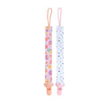 Nuby Pacifinder Baby Pacifier Clip - (2-Pack) - Pacifier Holder Clip with Convenient Hook Loop - Flowers and Polka Dots