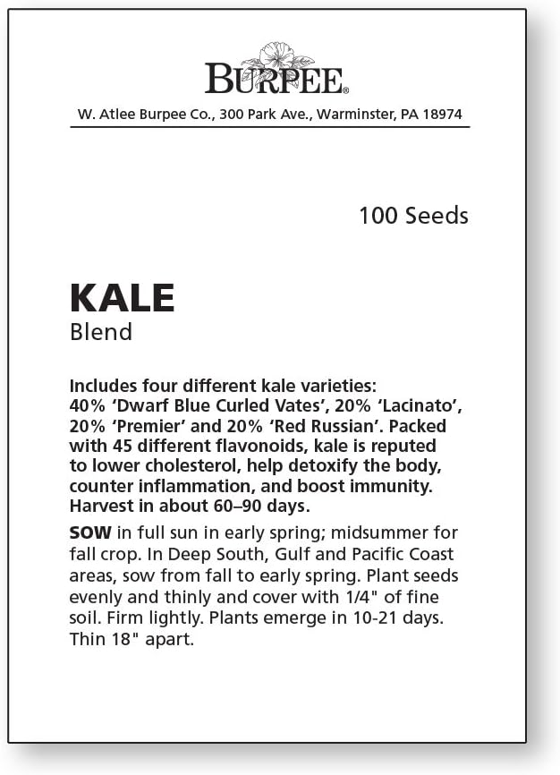 Burpee Kale Blend Kale Seeds 100 seeds