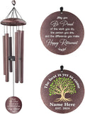 Personalized Wind Chimes, 2025 Retirement Gifts, Congratulate Retirement Gifts for Mom/Dad, Green Life Tree Metal Retirement Wind Chimes for Woman/Man Outdoor 36inch (Produced in USA)
