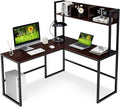 Tangkula Reversible L-Shaped Desk with Hutch, Space Saving Corner Computer Desk with Storage Shelves, Home Office Study Writing Desk Computer Workstation with Storage Bookshelf, Gaming Desk