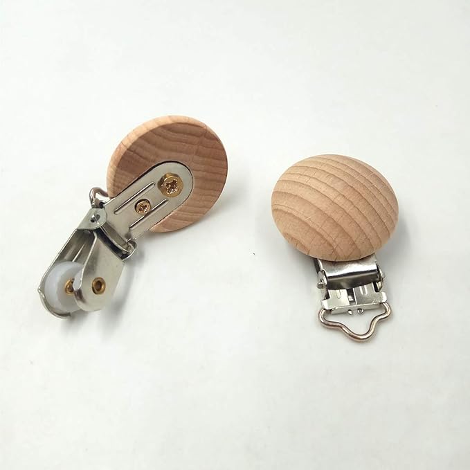 5pcs Beech Wood Pacifier Clips Holder Grasping Suspender Clips Charm DIY Beading Pacifier Chain Accessory (3cm/5pcs)