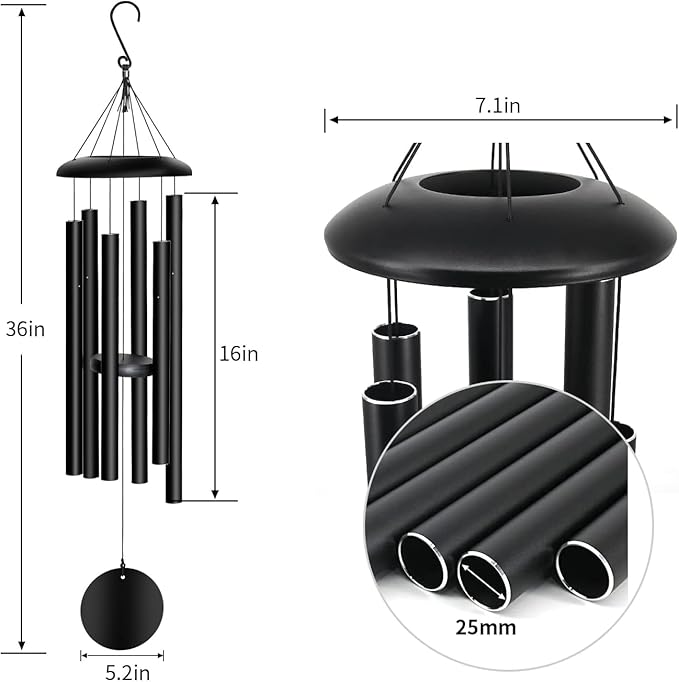 Wind Chimes Outdoor Deep Tone，36'' Large Memorial Wind Chimes for Outside，Wind Chime Gifts for mom/Grandma,Balcony,Garden Décor