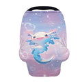 GIFTPUZZ Axolotl Print Soft & Breathable Stretchy Car Seat Cover for Babies - Multi-Use Nursing & Breastfeeding Canopy for Baby Boys - Ideal for Shopping Carts, High Chairs, and Strollers