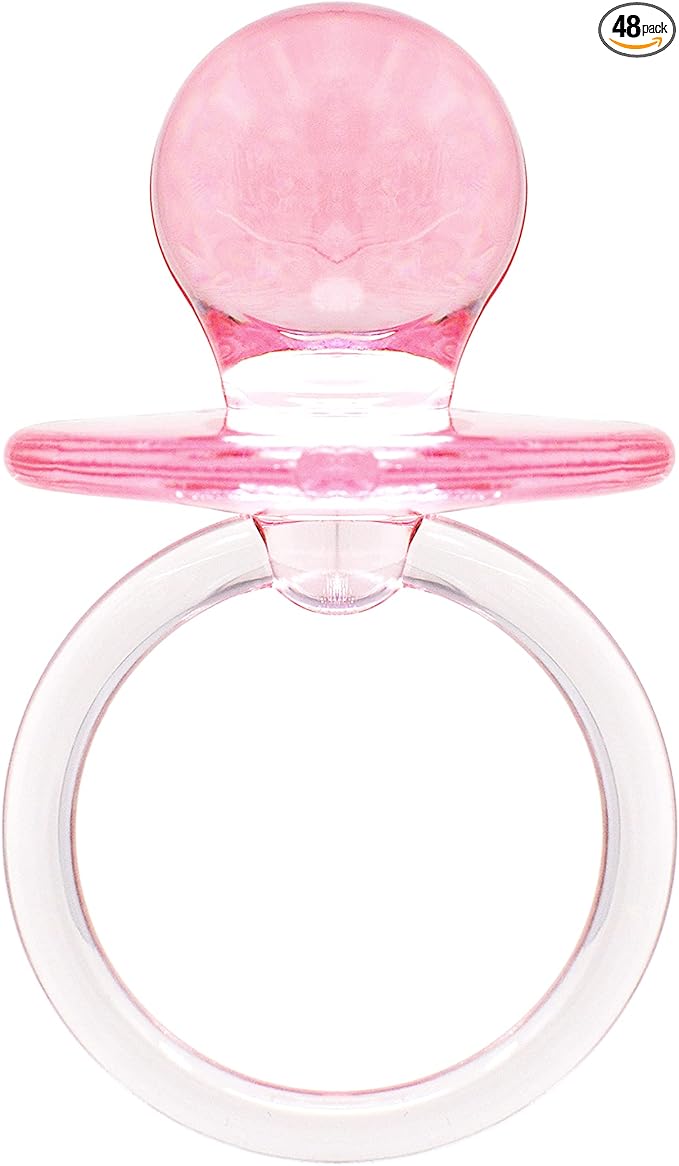 Baby Pacifier 2.5" Baby Shower Favors Decoration (Pink, 48 Count)