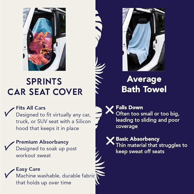 Sprints Athletic Running Towel, Full-Sized, Car Seat Cover - Performance Microfiber (Aztec Artisans & Chocolate Currency)
