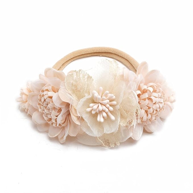 Baby Girl Headbands Nylon Flower Elastic Hairbands 3pcs Hair Accessories Gift for Newborn Infant Toddlers (19A#)