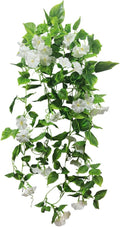FERIAL Artificial Vines for Decoration with Flowers 2 Pcs Hanging Plants Silk Garland White Morning Glory Vine Artificial Plants Outdoors 15Feet Fake Vine Plants for Wedding Indoor Wall Fence Baskets