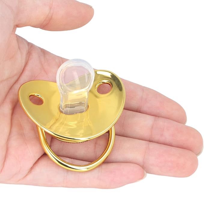 Personalized Golden Letter Baby Pacifier with Clips, Anti-Dust Cover for Newborn Photography, Letter