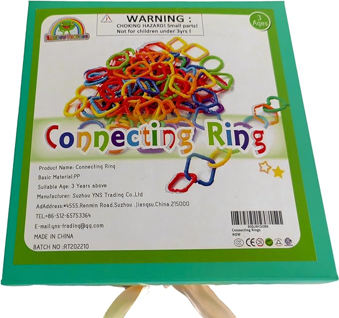 RAINBOW TOYFROG Baby Links Rings - 35 Geometric Linking Chains for Infants & Toddlers - Safe Teething and Sensory Development Toys - Car Seat & Stroller Accessories