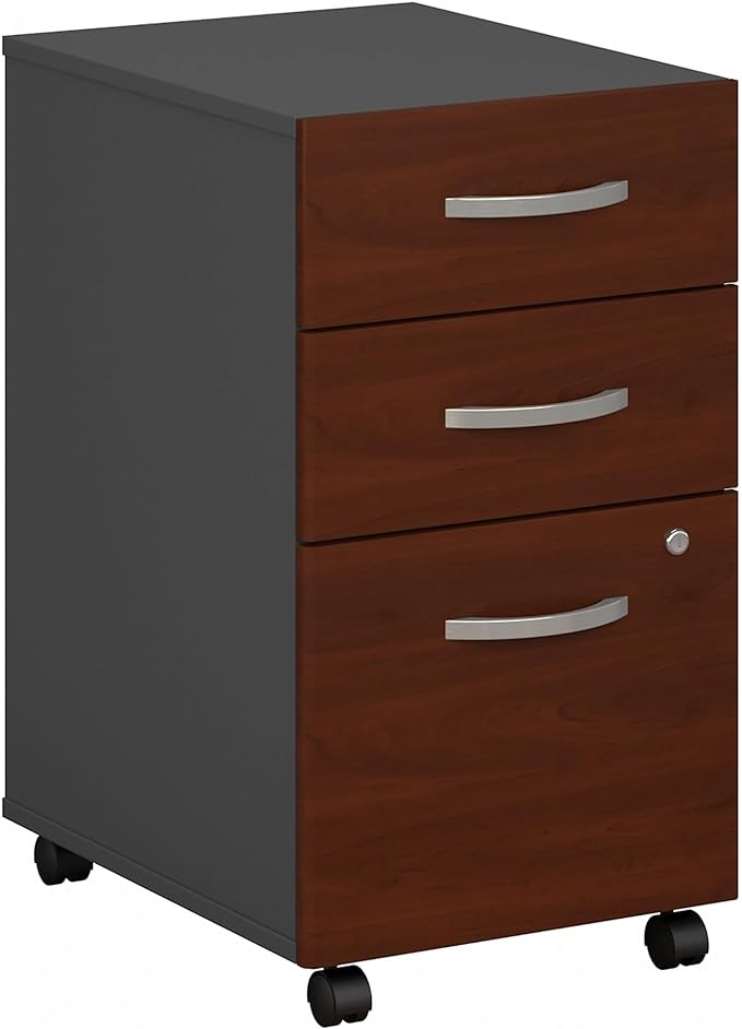 Bush Business Furniture Components 21" D Vertical 3-Drawer Mobile File Cabinet, Hansen Cherry/Graphite Gray, Standard Delivery