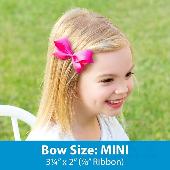 Wee Ones Girls 2 Pack Grosgrain Hair Bows with Plain Wrap Centre on a Wee Stay No Slip Clip, Mini, Black