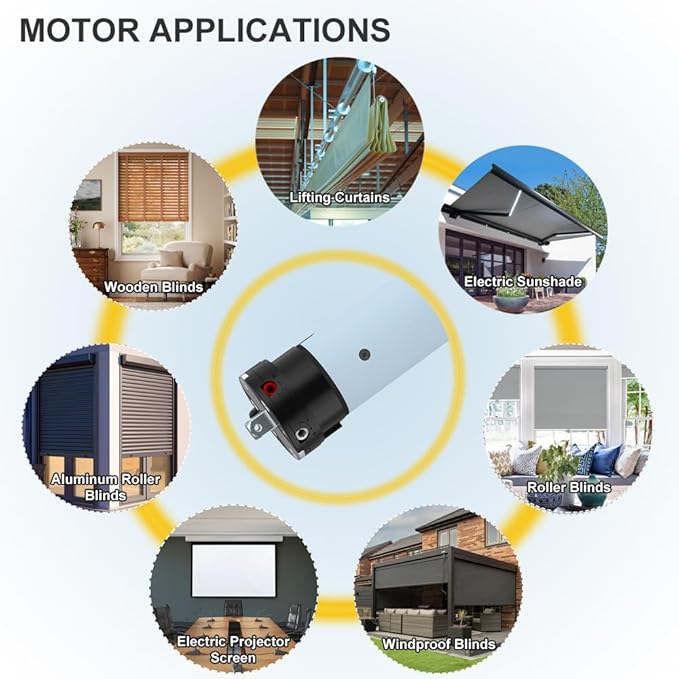 DC24V Motorized Remote Control Roller Shade Motor Kit, 45mm Brushless Electric Blind Motor for Outdoor Awning & Windproof Shades, Heavy Duty Automation (20 N.m for Φ60mm（2-3/8"） Round Tube)