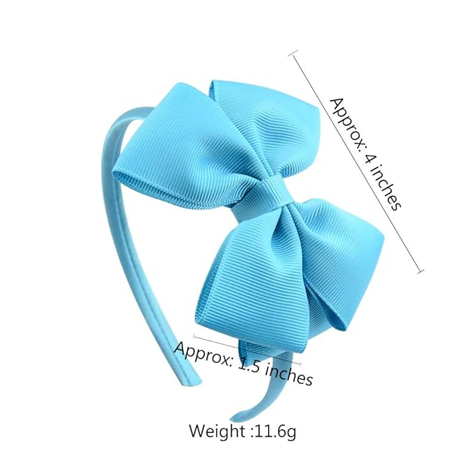 Baby Girl's 4 Inch Double Layer Bow knot Headband Pure Color Ribbed Band Hair Hoop (Yellow)