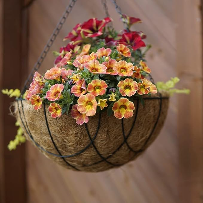 16" Round Coco Liner for Hanging Planter, 4Pcs, 100% Natural Coconut Coir Liner, Promotes Air Circulation & Water Retention, Ideal for Flower Plants & Garden Decorations