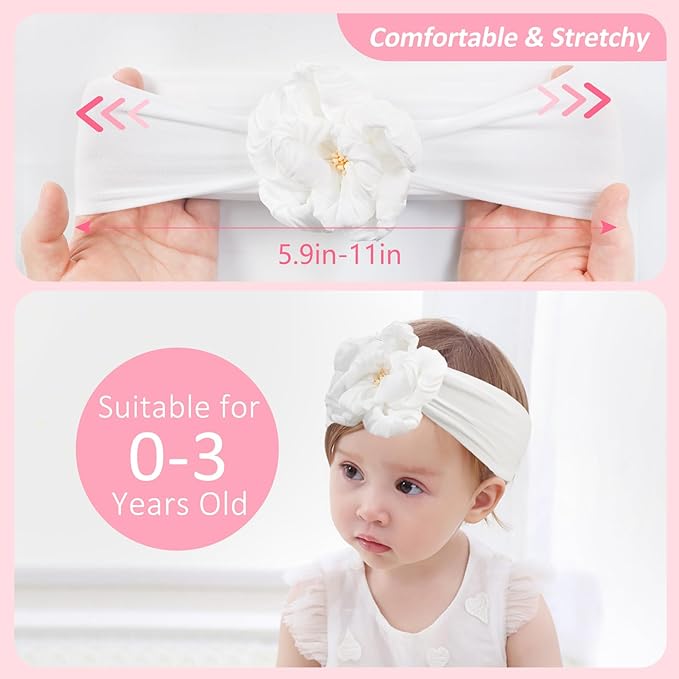 Baby Girls Nylon Headband and Bow Big Flower Headbands Fashion Hair Accessories for Newborns Infants Yellow