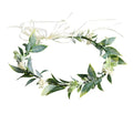 DDazzling Green Leaf Floral Crown Eucalyptus Flower Women Girls Headband Flower Headpiece Bridal Halo Photo Prop (Green)