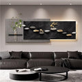3D Sandstone Texture LED Wall Art with Vase, Plug-in Auspicious Modern Meditation Wall Hanging Sculpture, Minimalism Artwork Decor for Living Room Bedroom Meditation Space(B,100x33cm)