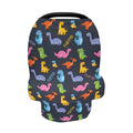 Personalized Baby Car Seat Cover for Babies, Custom Name Baby Car Seats Canopy for Boys Girls, Nursing Breastfeeding Stroller Covers for Infant Newborn, Shower Gift for Baby (Colorful Dinosaur)