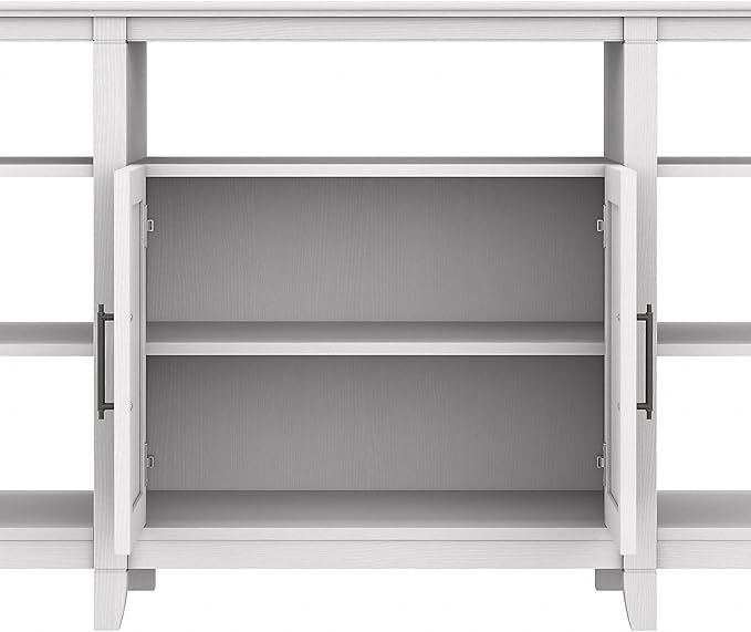 Bush Furniture Key West Tall TV Stand for 65 Inch TV in Pure White Oak, Farmhouse Entertainment Center with Storage