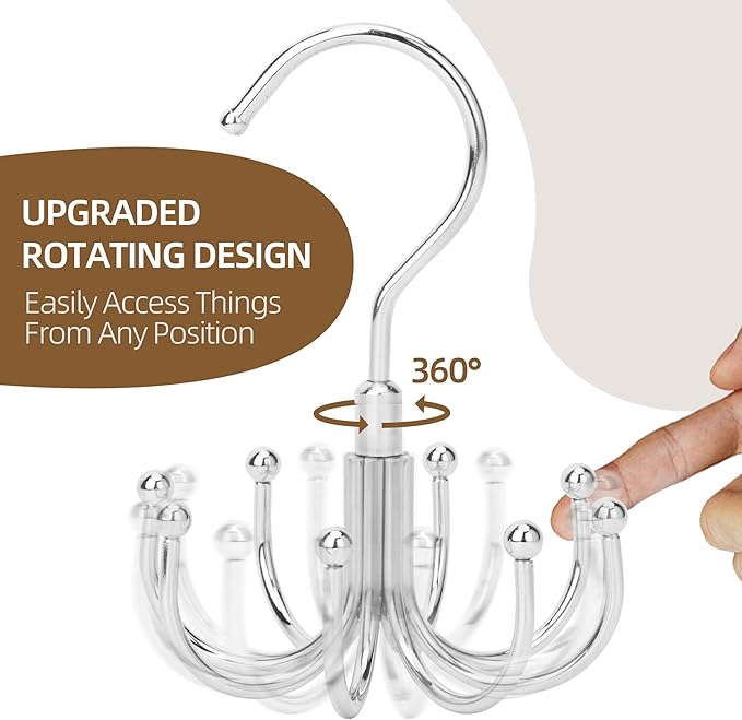 ZEDODIER Belt Organizer for Closet, Rotating Belt Hanger Rack, Space Saving