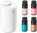 Airversa Waterless Essential Oil Diffuser Starter Kit with 4 x 10mL Fragrance Scent Oil, Battery Operated Mini Scent Air Machine Portable Diffuser for Home Car Office, AN6 White Kit01