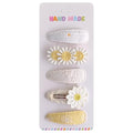 5 Pcs Baby Hair Clips Set, Cream White & Yellow Daisy Toddler Hair Barrettes, Soft Fabric Wrapped Snap Clips for Baby Girls, Cute Handmade Hair Accessories for Infants