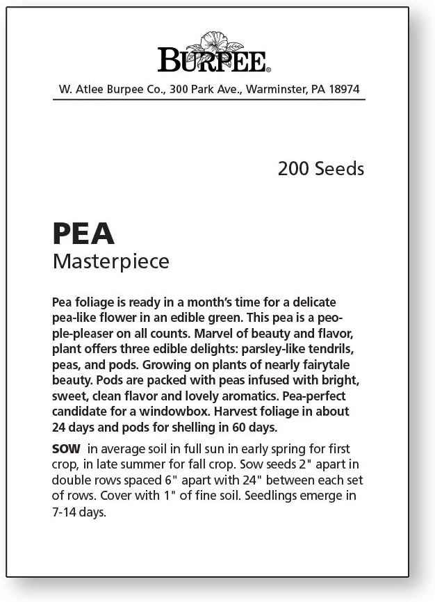 Burpee Masterpiece Pea Seeds 200 seeds