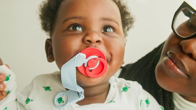 BIBS Loop Pacifier Clip - Sleek, Secure One-Handed Operation, Fits All BIBS and Most Brands, Machine Washable, Slim Profile for Comfort, Ages 0+ - Bubblegum