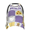 Personalized Baby Car Seat Canopy for Girls, Custom Name Baby Car Seats Covers for Babies, Opening Minky Nursing Breastfeeding Stroller Cover Infant Carseat Canopies for Newborn (Farm Cow Purple)