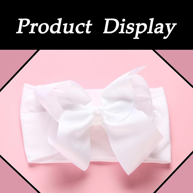 3 Pcs Baby Girls Headband Bows, Soft Nylon Hairbands Cute Big Bow Super Elastic Headband For Baby Girls Newborn Infant Toddlers (Red Green White, Large)