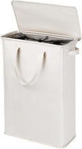 Slim Laundry Basket with Lid and Handles, Foldable Laundry Basket