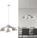 JAYMP 3-Lights Pendant Light Fixture for Dining Room Kitchen Island Restaurant Farmhouse E26 Base Modern Hanging Lamp 1 Pack (Matte White,E Shape, 72cm/28.3in)