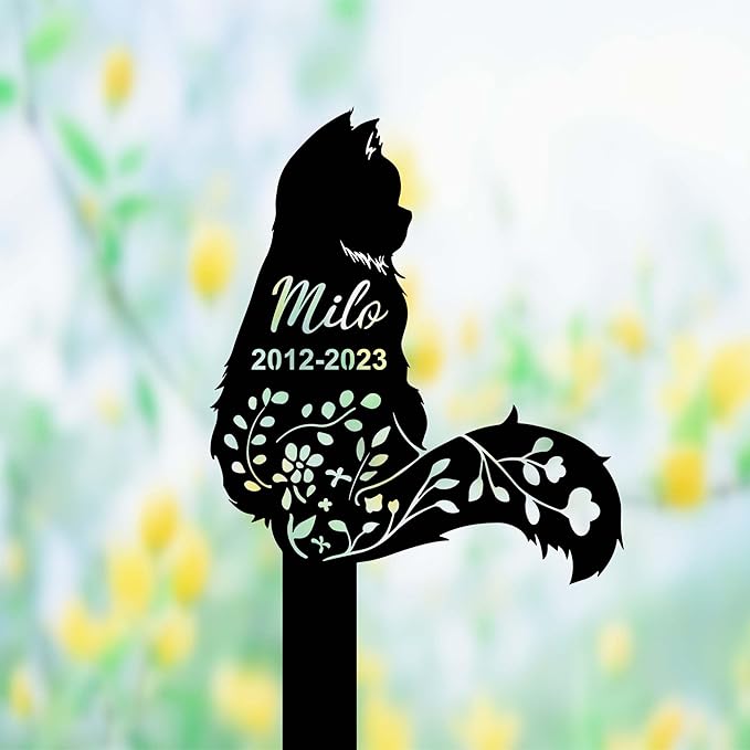 Custom Fluffy Metal Cat Memorial Sign - Personalized Cat Name Grave Marker - Remembrance Yard Stake - Sympathy Gift