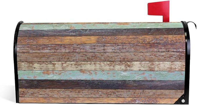 ALAZA Vintage Old Wood Texture Plank Grunge Magnetic Mailbox Cover MailWraps Garden Yard Home Decor for Outside Standard Size-18"x 20.8"