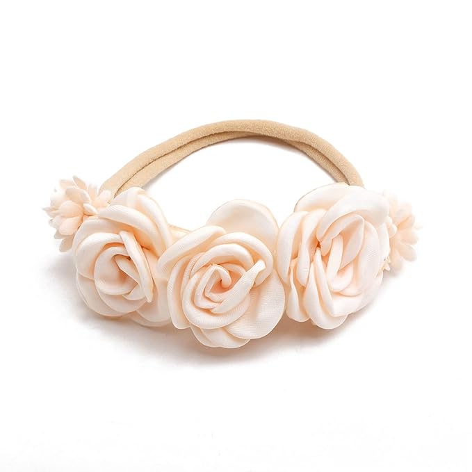 Baby Girl Headbands Nylon Flower Elastic Hairbands 3pcs Hair Accessories Gift for Newborn Infant Toddlers (19A#)