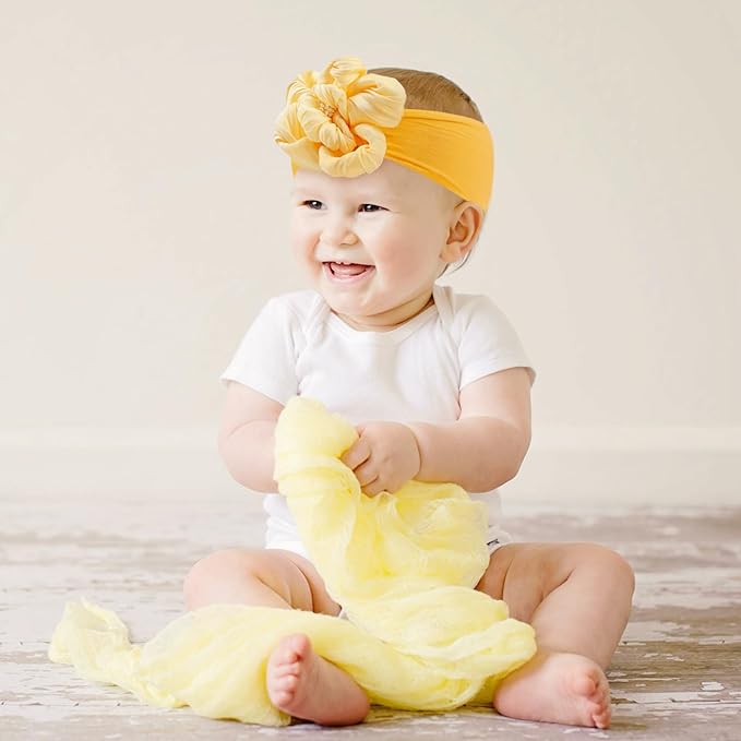 Baby Girls Nylon Headband and Bow Big Flower Headbands Fashion Hair Accessories for Newborns Infants Orange Red